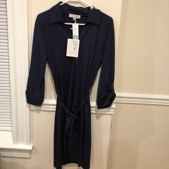 Navy Jersey shirt dress - Picture 1 of 4