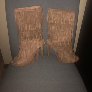 Tan suede booties