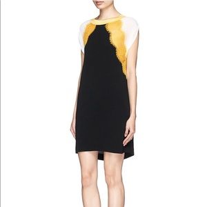 Sandro black and yellow lace mini dress