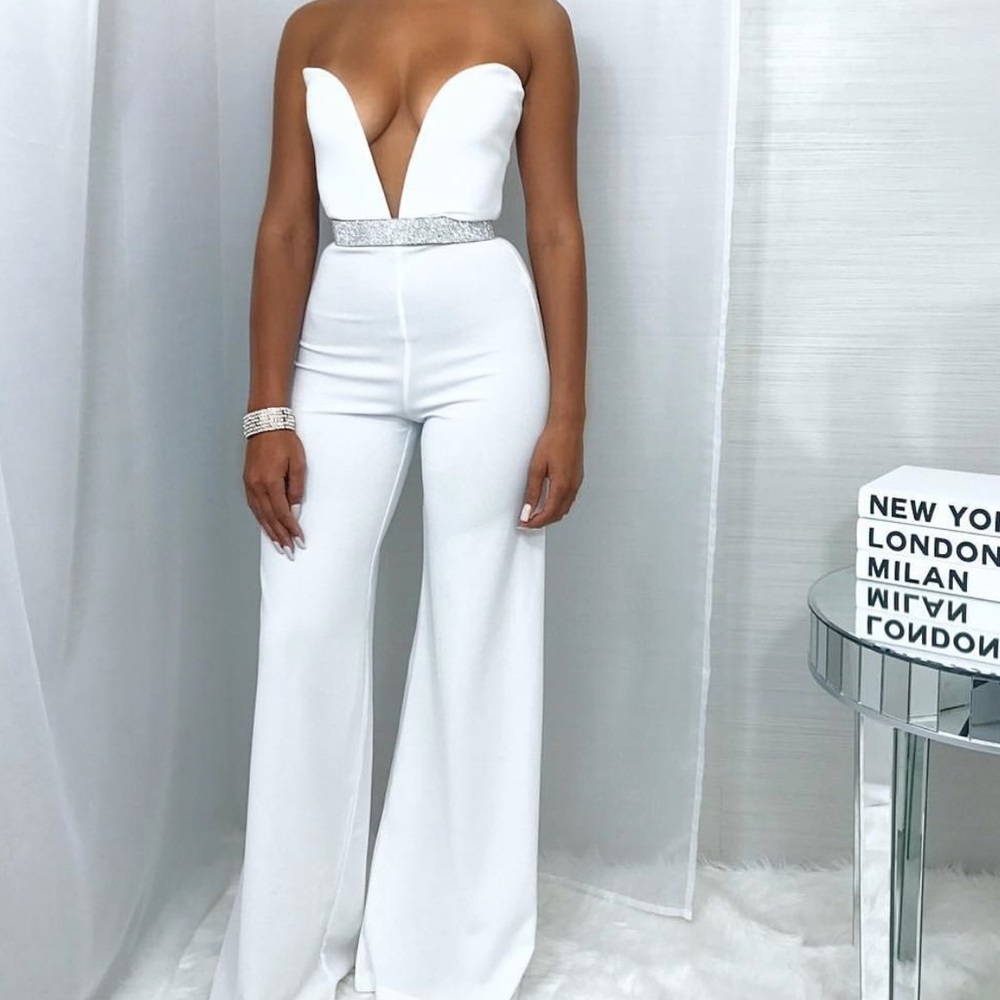 White wide leg jumpsuit
