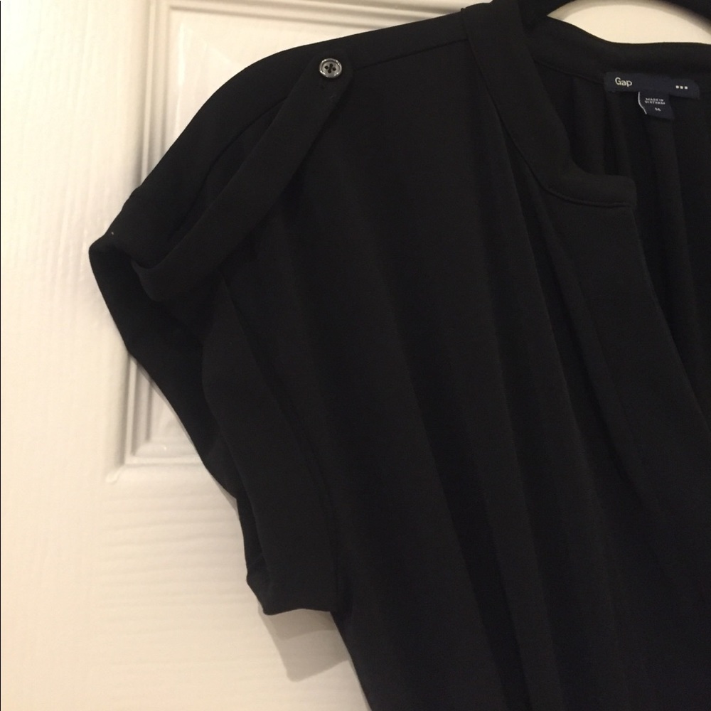 Gap black cuffed tie back stretch dress m medium - Picture 5 of 5