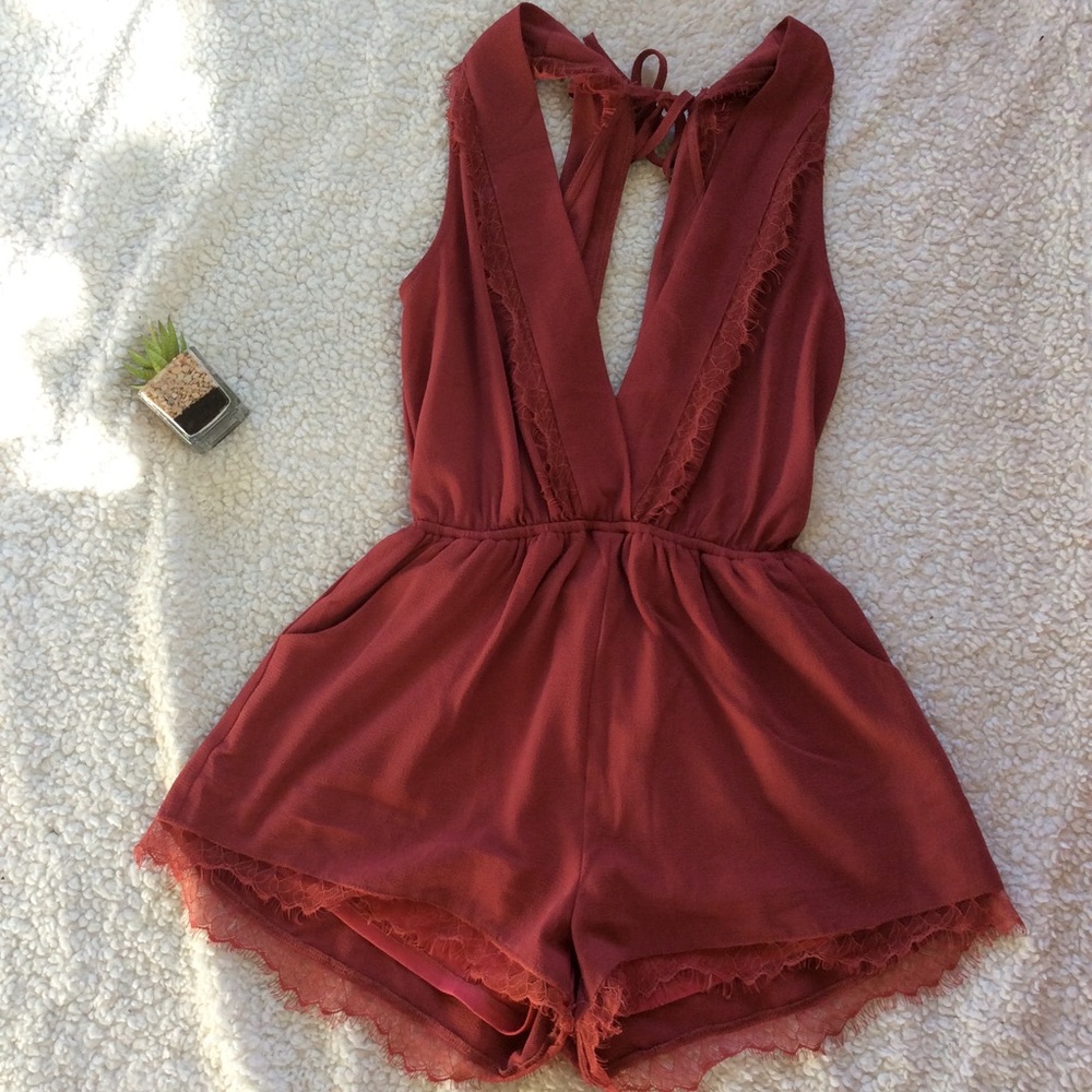 Blood Orange Lace Romper