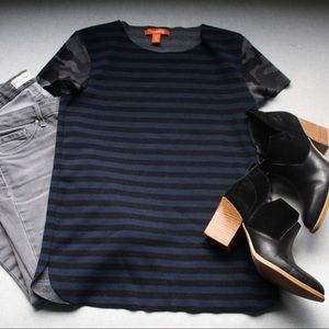 Joe Fresh Black and Navy Mixed Print Tshirt