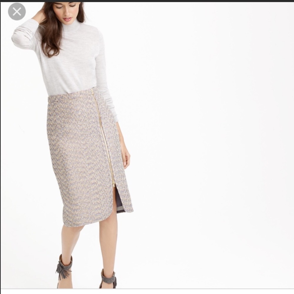 Jcrew zip-front sparkle tweed pencil skirt