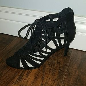 A.N.A. Black Cage Heels