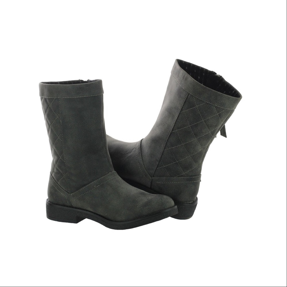 NIB Charcoal Distressed Quilted Back Detail Boots - Picture 5 of 8