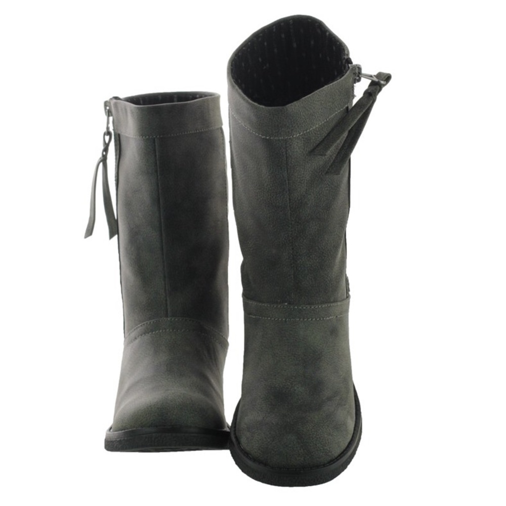 NIB Charcoal Distressed Quilted Back Detail Boots - Picture 6 of 8