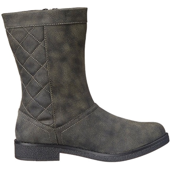 NIB Charcoal Distressed Quilted Back Detail Boots - Picture 8 of 8