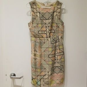 Professional pastel and tan dress