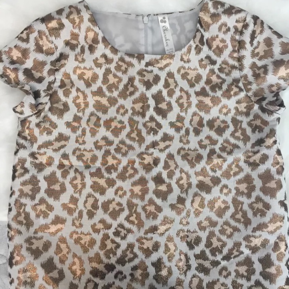 Girls Cherokee top rose gold cheetah print