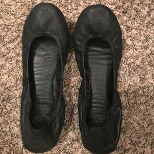 Tory burch black leather flats