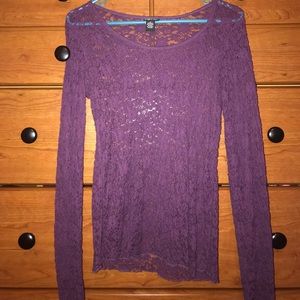 {Rue 21} Purple long sleeve lace top medium