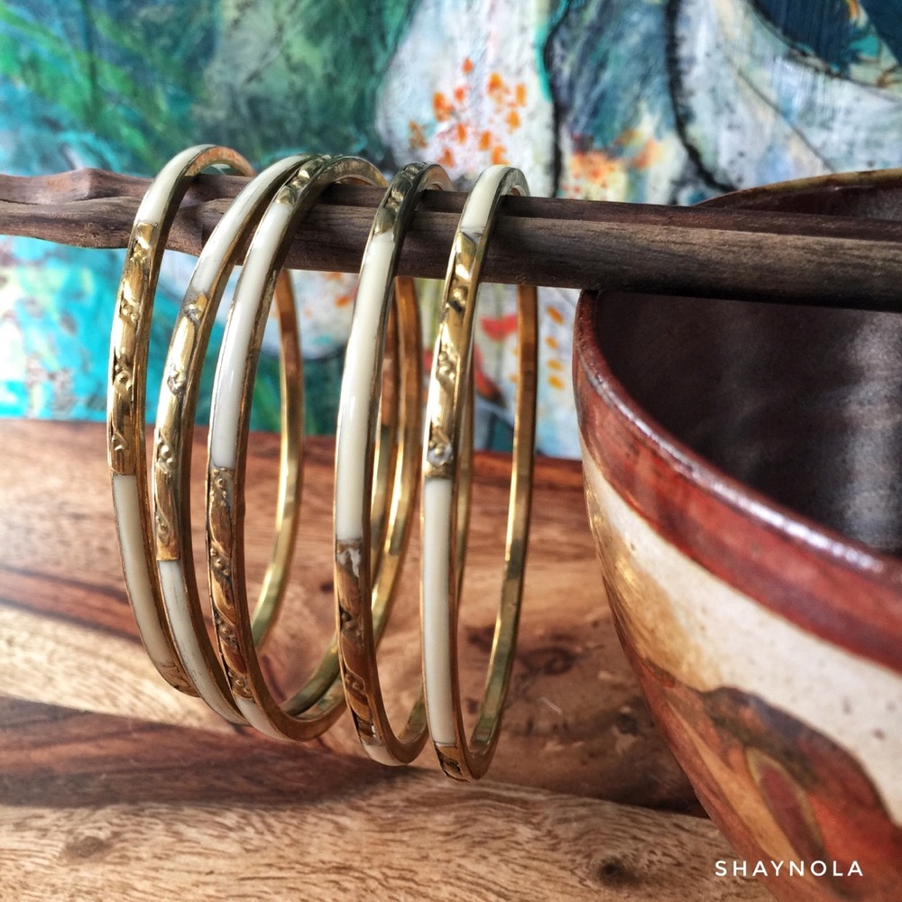 Amrita Singh Ivory Enamel Bangles