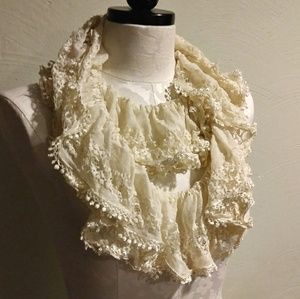 Light cream lace eternity scarf