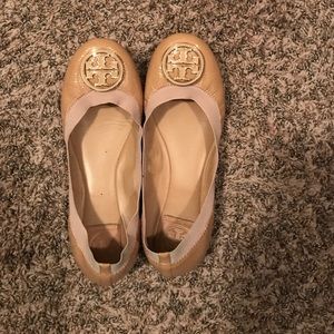 Tory Burch Caroline Patent Leather Flats in nude