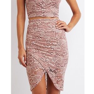 Lace Ruched Pencil Skirt