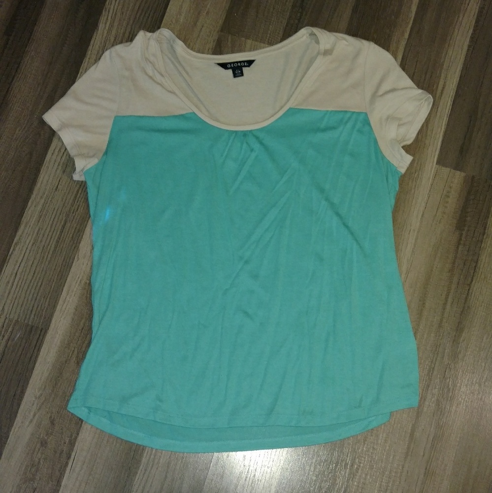 Teal and beige T-shirt