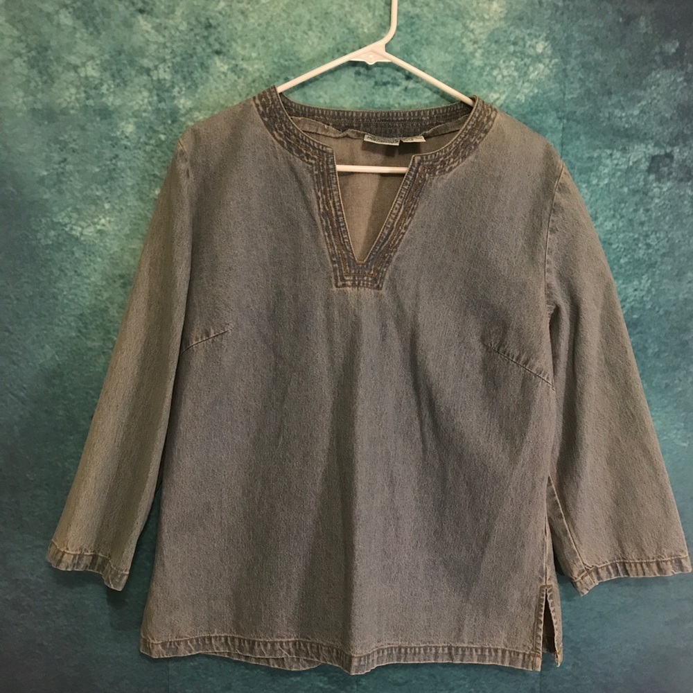 Jeanology jean light wash blouse plus size 14
