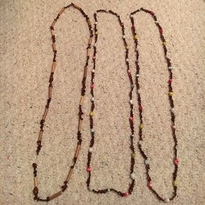 3 Multi-colored beaded necklaces
