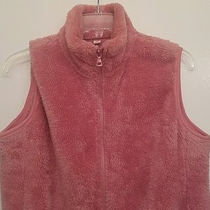 Uniqlo pink teddy bear fleece vest