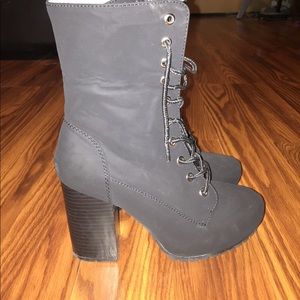 Black boot heels.