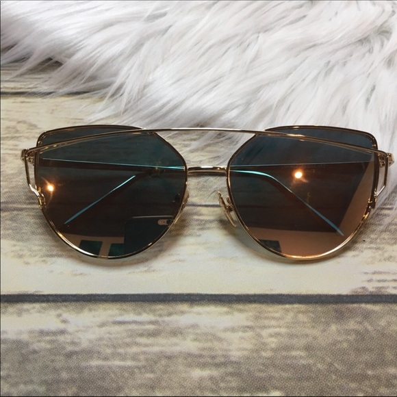 Accessories - *Last Pair* Gold Mirror Cat Eye Aviator Sunglasses