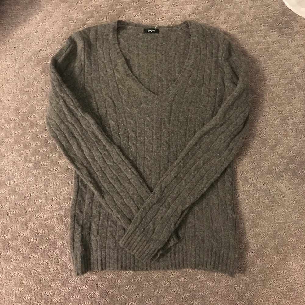 JCrew Gray Cable Knit Sweater