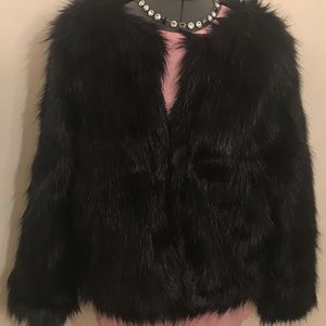 H&M Navy Faux Fur Coat