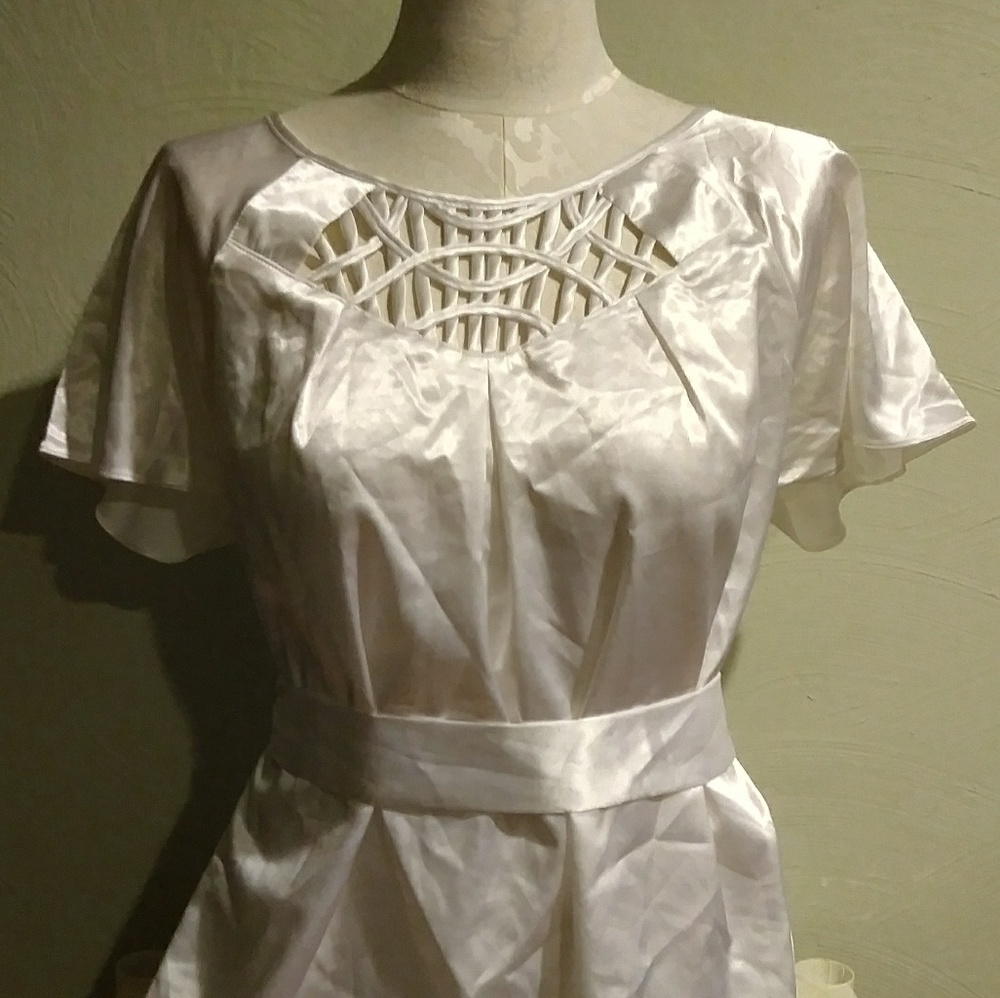 Silky white strappy cage top