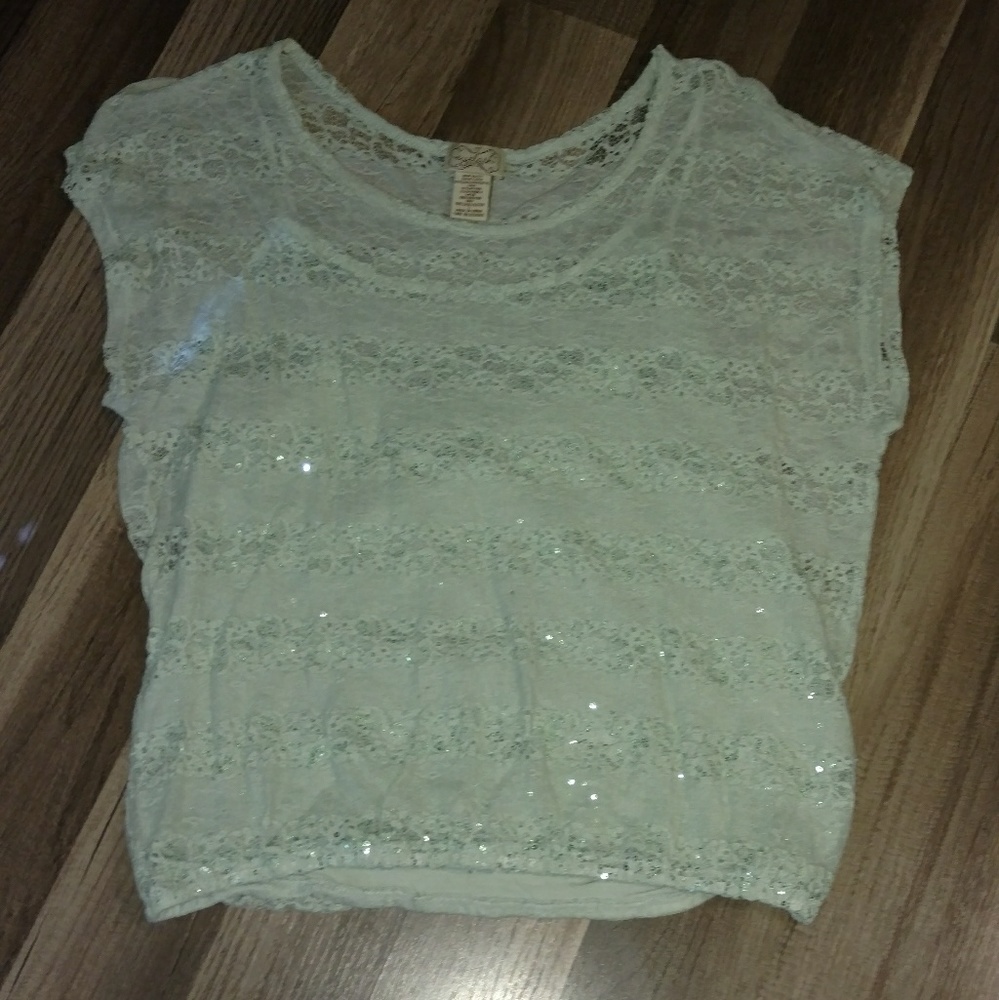 Light green lace top, size large