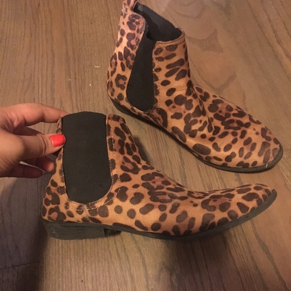 Cheetah print booties