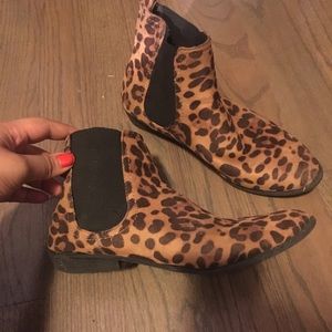 Cheetah print booties
