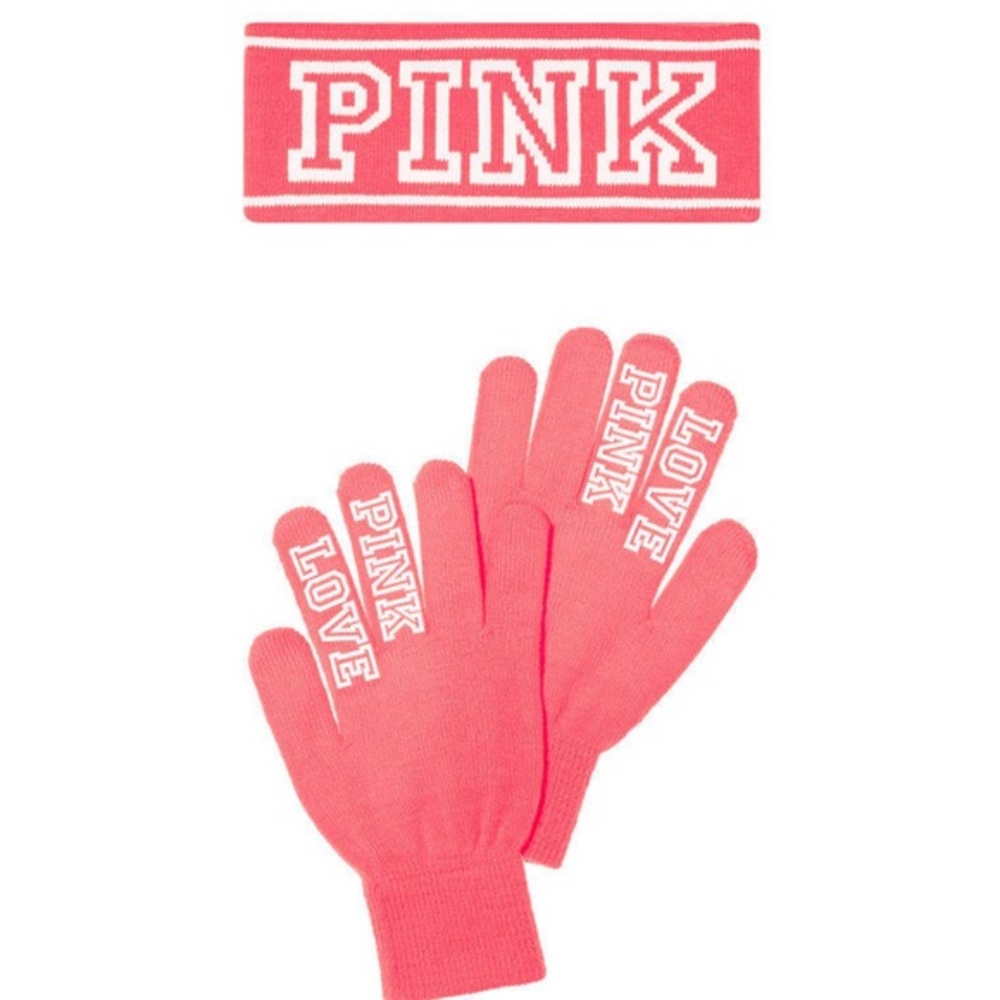 PINK Victoria's Secret Headband and Glove Set