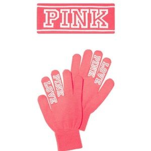 PINK Victoria's Secret Headband and Glove Set