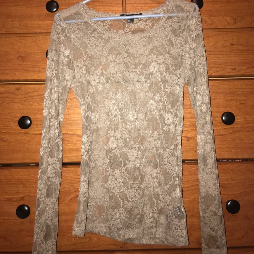 {Forever 21} lace long sleeve shirt tan
