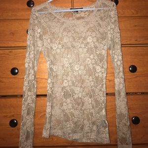 {Forever 21} lace long sleeve shirt tan