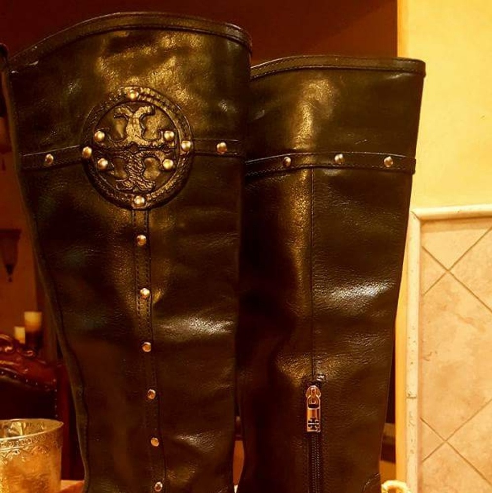 Tort Burch Boots just a little below knee