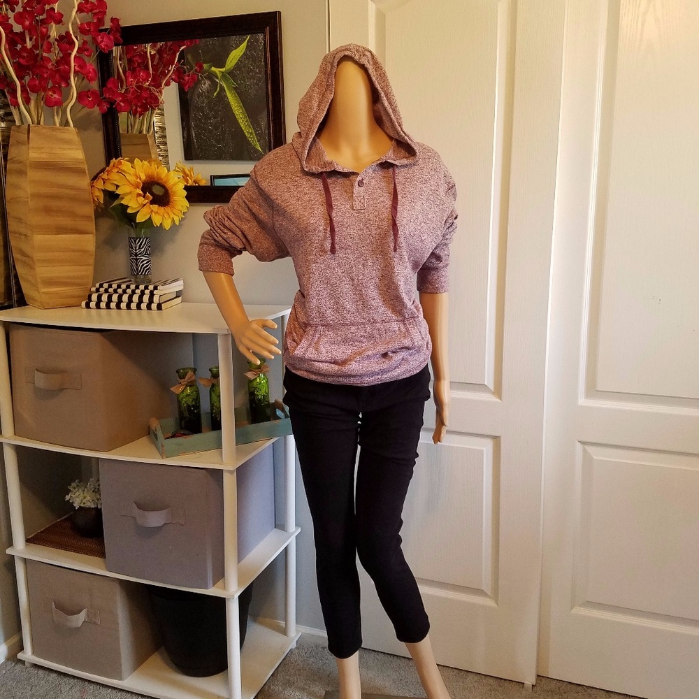 Maroon, purplish hoodie