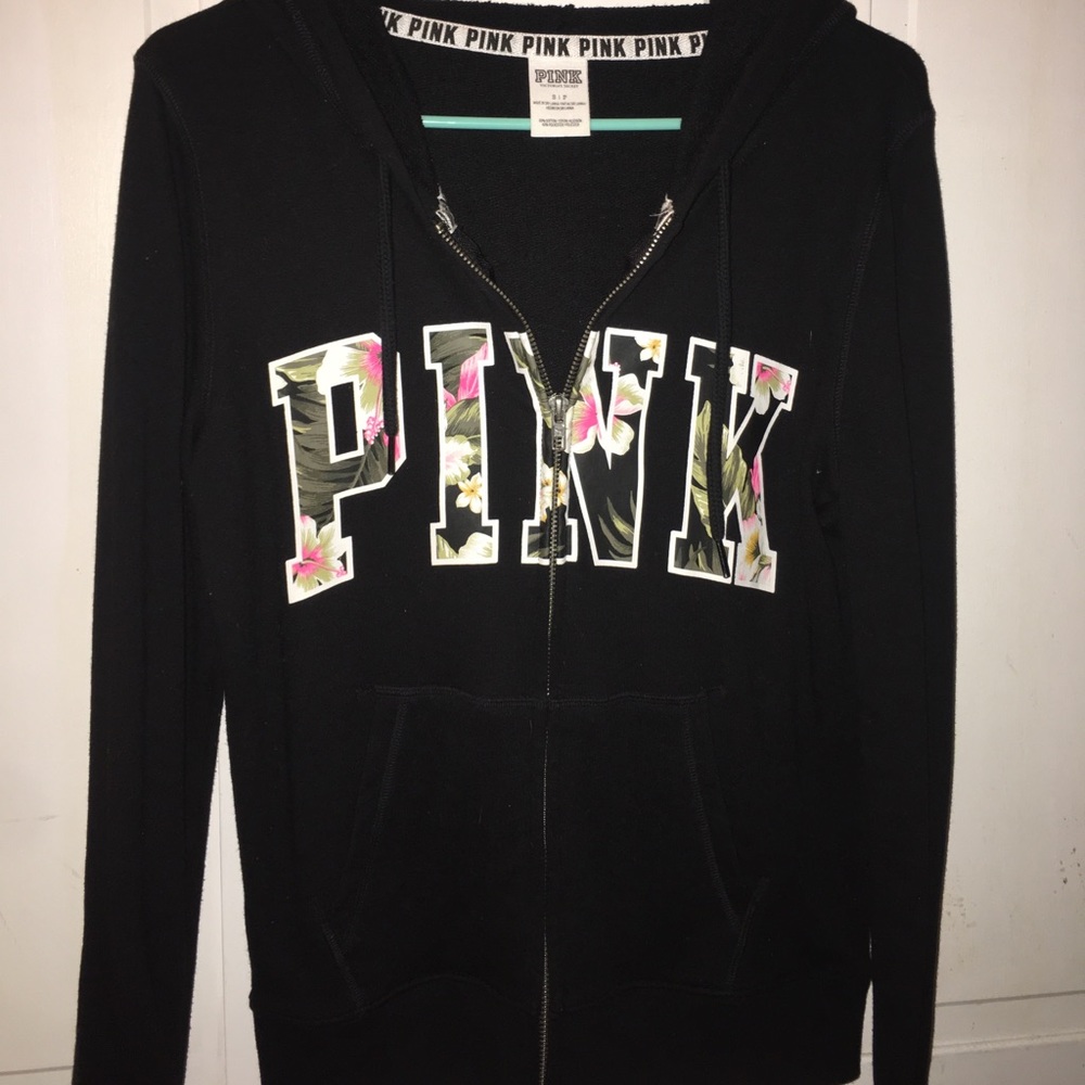 PINK Zip Up- Flowery Design