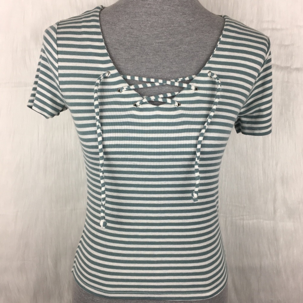 ✨ Aeropostale Striped Lace Up Top