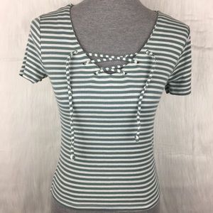 ✨ Aeropostale Striped Lace Up Top