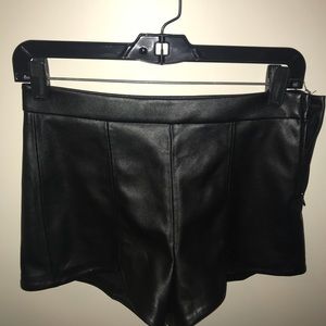 H&M divided faux leather high waisted shorts