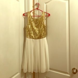 White and Gold Sequined Dress