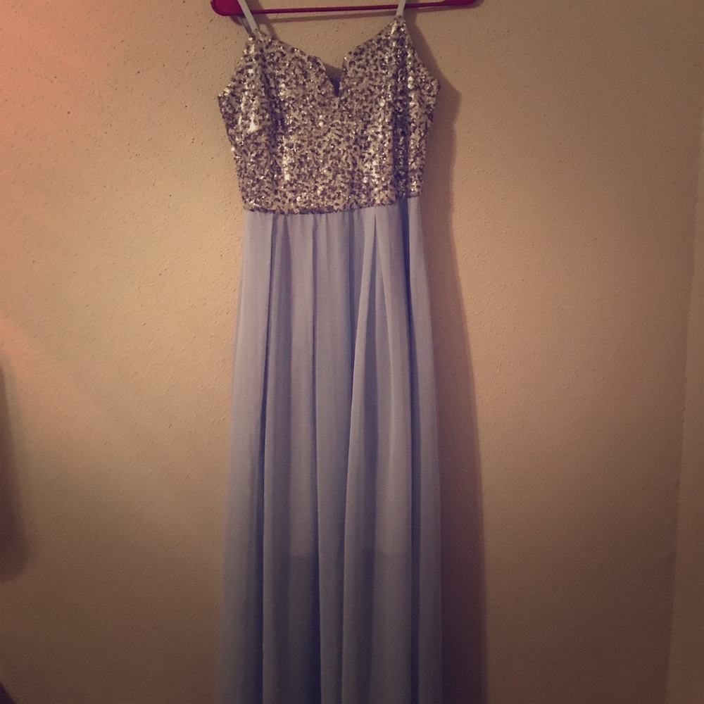 Baby blue maxi dress.