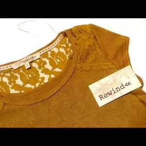 Rewind Golden Yellow Top w/ Lace