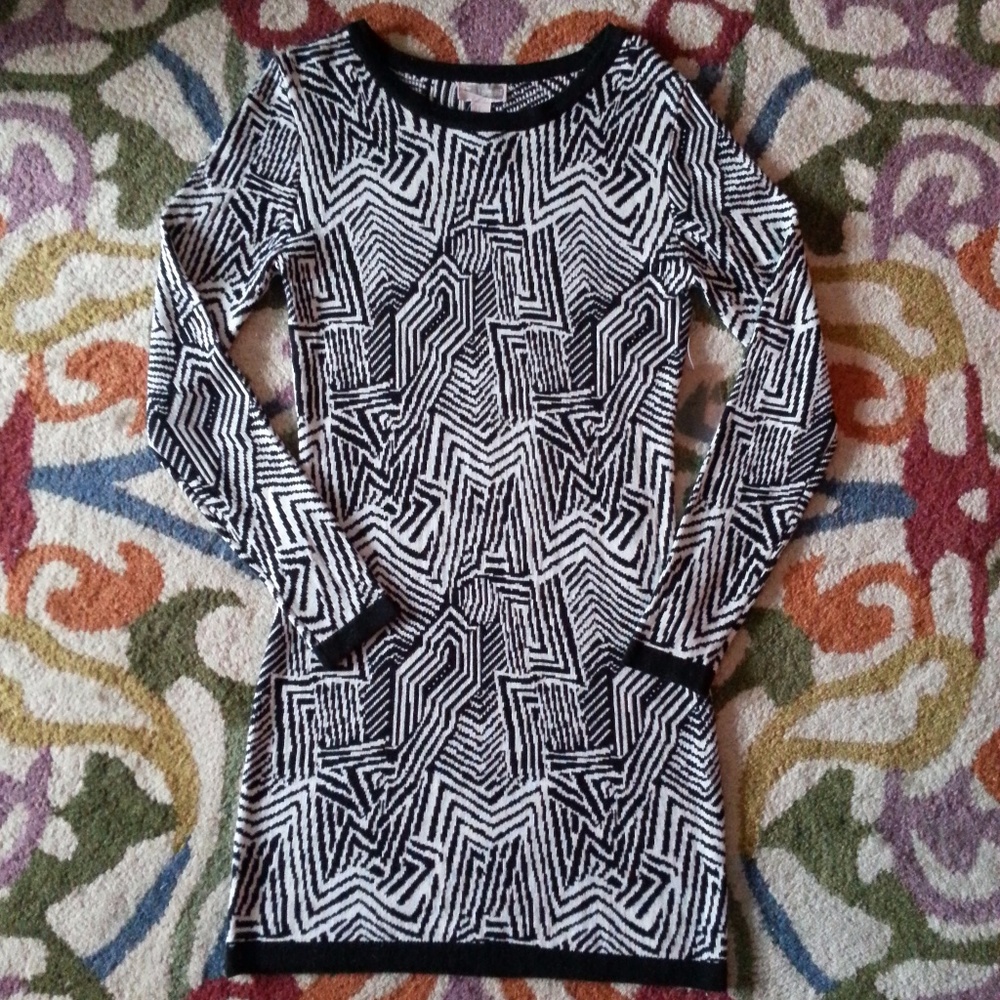 Geometric Abstract Sweater Dress Long Sleeve NWT