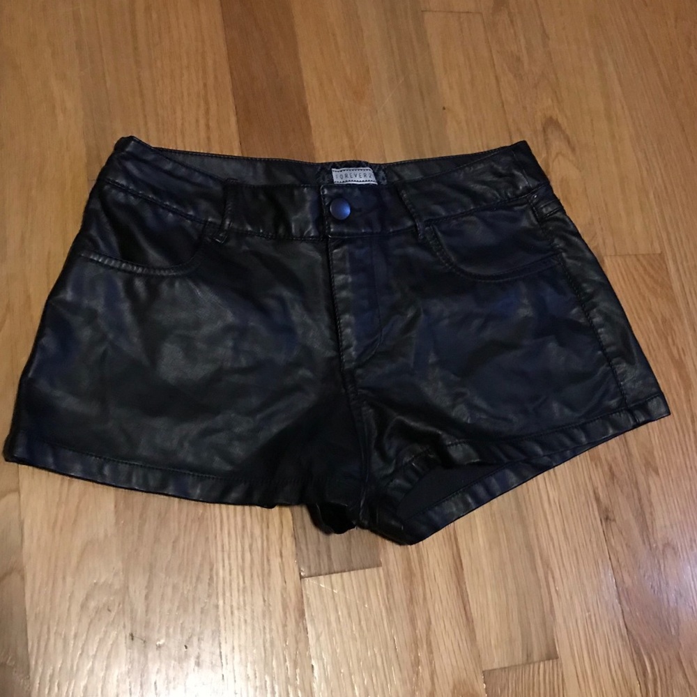 Faux leather shorts