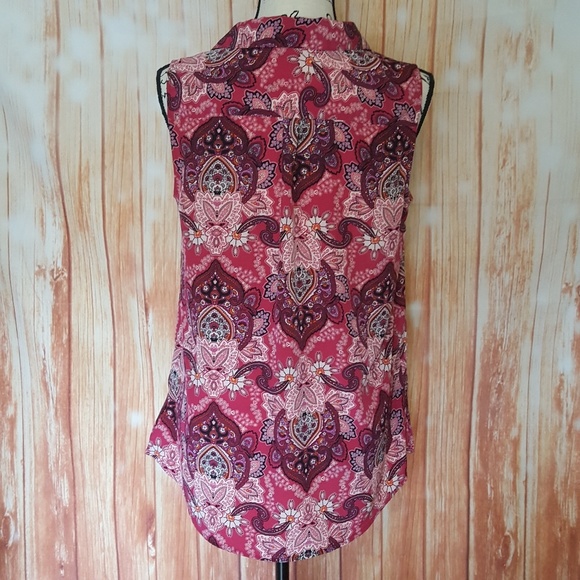 DANA BUCHMAN PINK PAISLEY SLEEVELESS TOP MEDIUM - Picture 3 of 5