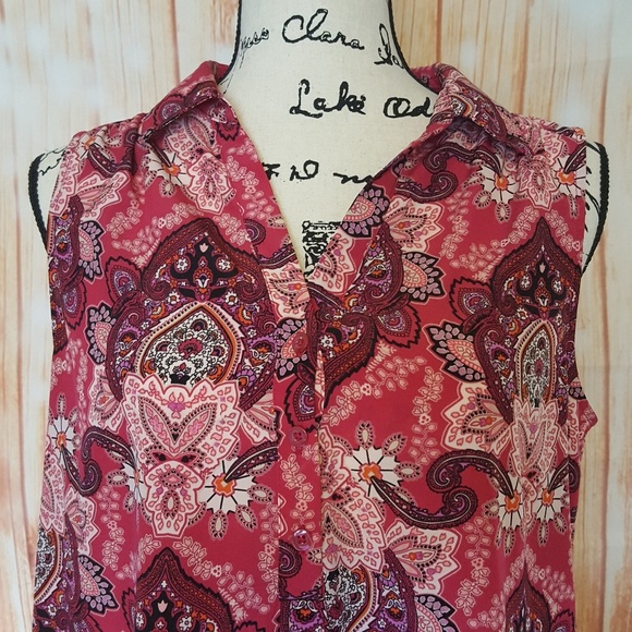 DANA BUCHMAN PINK PAISLEY SLEEVELESS TOP MEDIUM - Picture 4 of 5