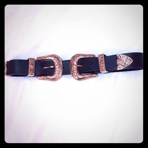 B-low the belt, black with gold double buckle